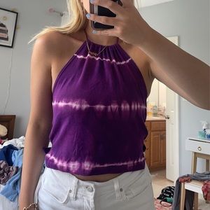 Purple Tie dye halter top fits like a medium